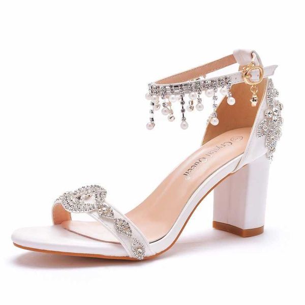 

dress shoes 7cm 34-43 rhinestone sandals for women summer peep toe sandals ladies fashion string bead high heels wedges wedding shoes g23020, Black
