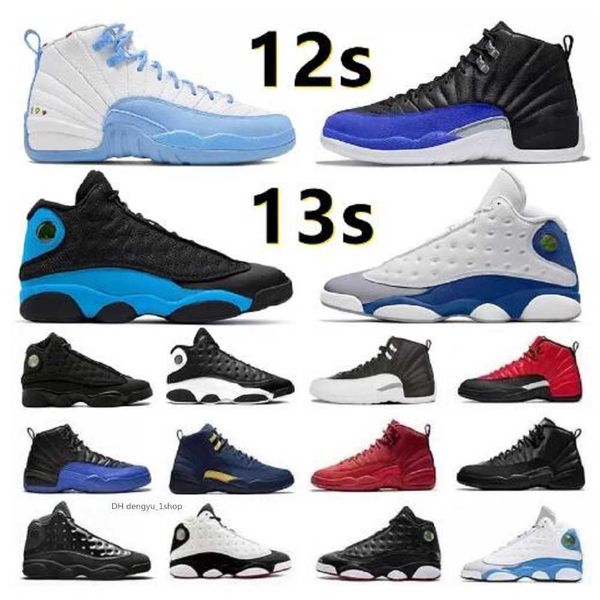 

12s men basketball shoes 12 mens trainers utility twist flu game royalty taxi nylon michigan sports sneakers size 7-13 og shoe, Black