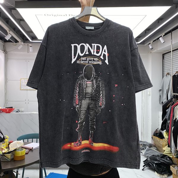 

2023ss men's plus tees t shirts women washed vintage streetwear hip-hop tee top, Black;brown