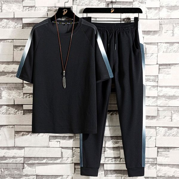 

men's tracksuits summer men casual tracksuit harajuku sets men's sportswear jogging outfit set t-shirts shorts two piece sports su, Gray