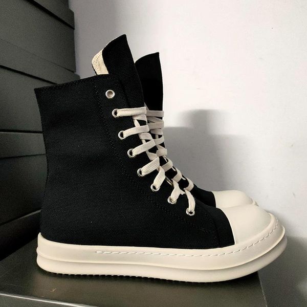 

2023 new fashion dress shoes rick black thick bottom increase dark owens mens canvas casual short boots female board retro dissol shoe high