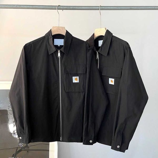 

designer zipped jacket mens womens large pocket cardigan coat fashion lapel jackets spring autumn loose trend work clothes, Black;brown