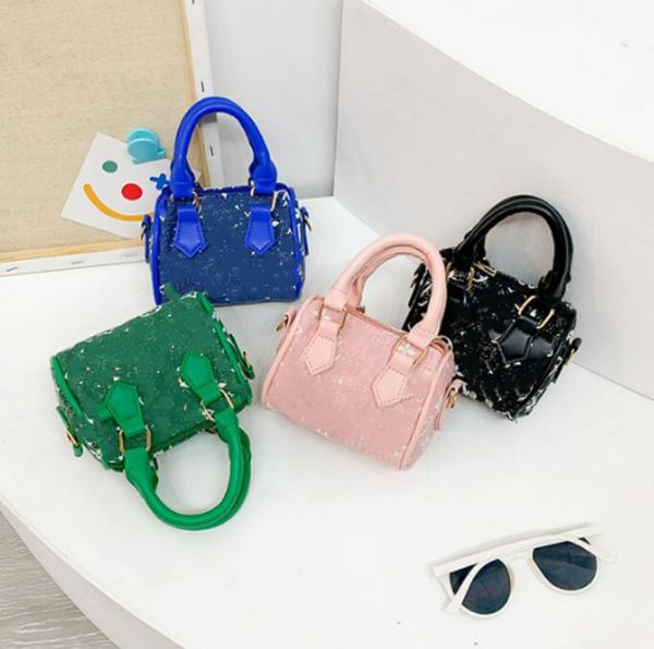 

kids girls coin wallet handbag purses 2023 leather chain bags cute party dinner hand bag small mini size princess crossbody pack messenger p, Black