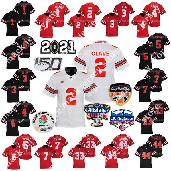 

ncaa ohio state buckeyes football jersey justin fields j.t. tuimoloau c.j. stroud chris olave julian fleming garrett wilson jack sawyer, Black;red