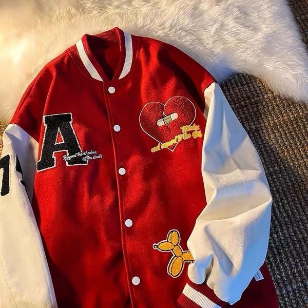 

men's jackets american letter embroidered jacket coat women's y2k street retro wild baseball uniform couple casual long sleeve jac, Black;brown