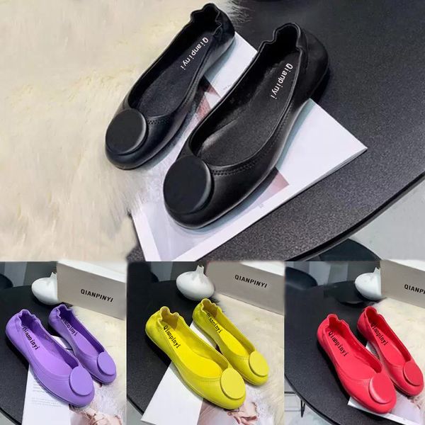 

dress shoes designer shoes women ballet shoes spring autumn 100% sheepskin metal buckle flat egg roll boat shoe lady leather lazy dance loaf, Black