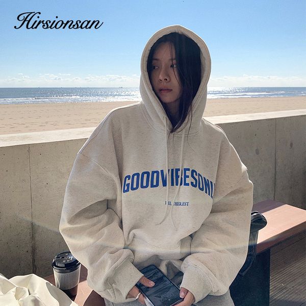 

women's hoodies sweatshirts hirsionsan vintage fleece hoodies women letter print street pocket sweatshirt korean warm pullover loose ov, Black