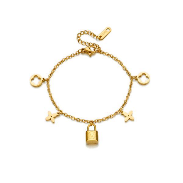

classic brand clover lock pendant necklace bracelet for women, Silver