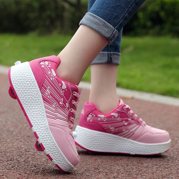 

sneakers roller for kids girls women 2 wheels skate shoes casual sports children game gift boys fashion runing sneakers boots 230203, Black;red