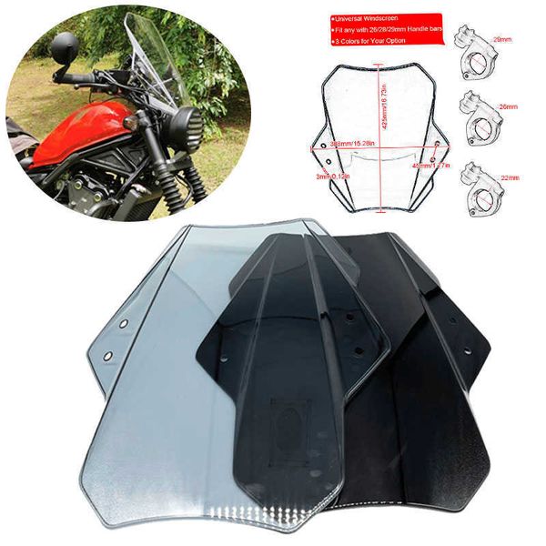 

cbr600rr cb1000r universal windscreen windshield for honda rebel cmx300 cmx500 cmx1100 moto accessories 0203