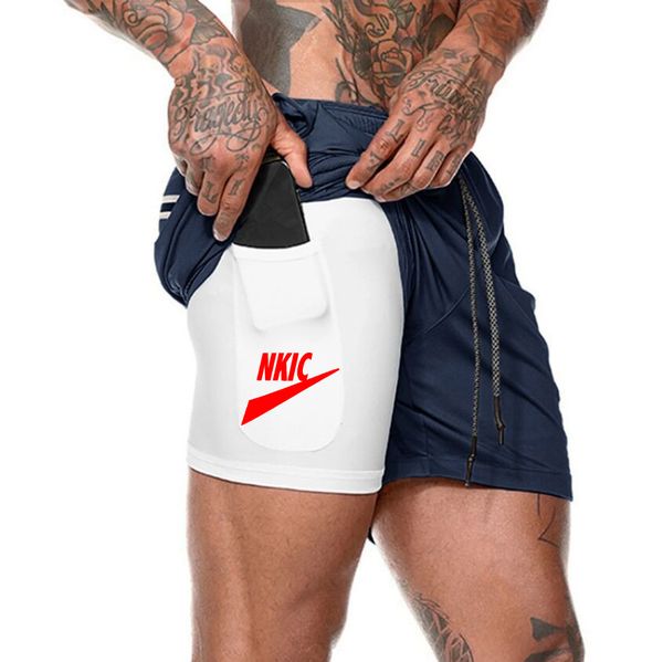 

summer running shorts men brand logo print 2 in 1 sports jogging fitness shorts training quick dry mens gym men shorts sport gym short pants, White;black