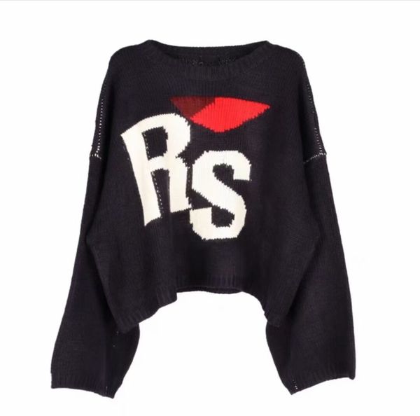 

men's sweaters raf classic rs letter short long sleeve loose pullover sweater high street ins wool sweater 999, White;black