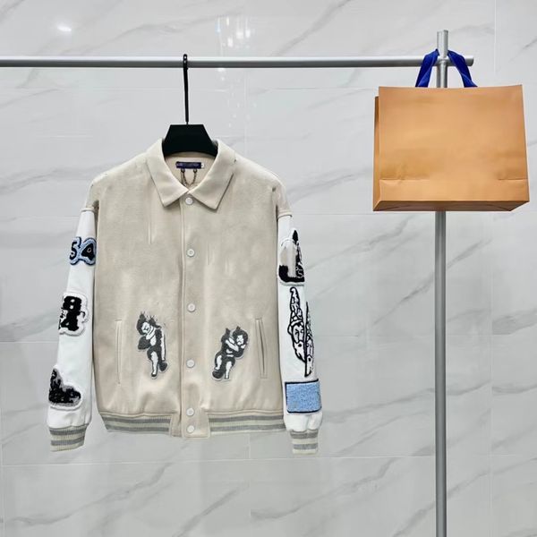 

and brand men's winter jacket autumn designer fashion trend versatile letters retro embroidered baseball jacket for men and women 5rwh, Black;brown