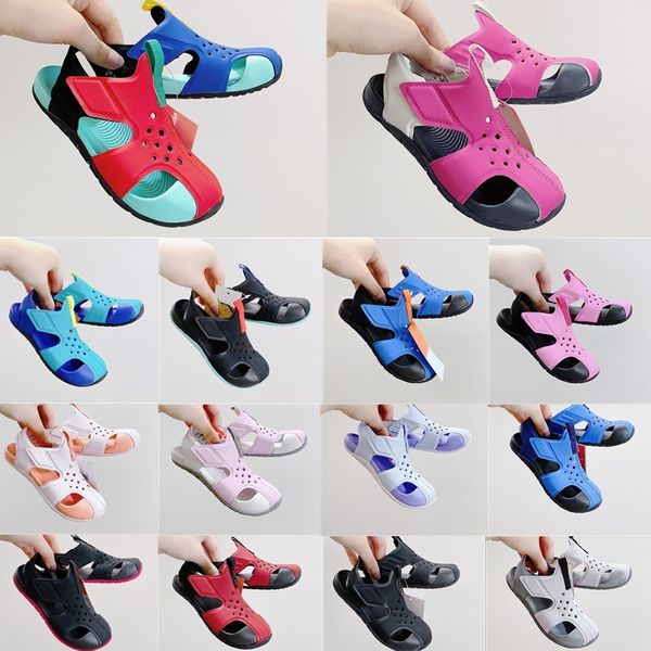 

sunray protect 2 kids shoes boys girls sandals preschool toddler beach shoe youth red blue closed toe infant roman sandal size 22-35, Black;red