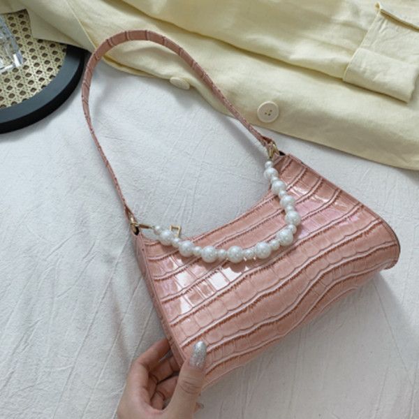 

armpit bag women retro handbag pu leather underarm shoulder bag fashion pearl handle bag female small subaxillary bag clutch c07