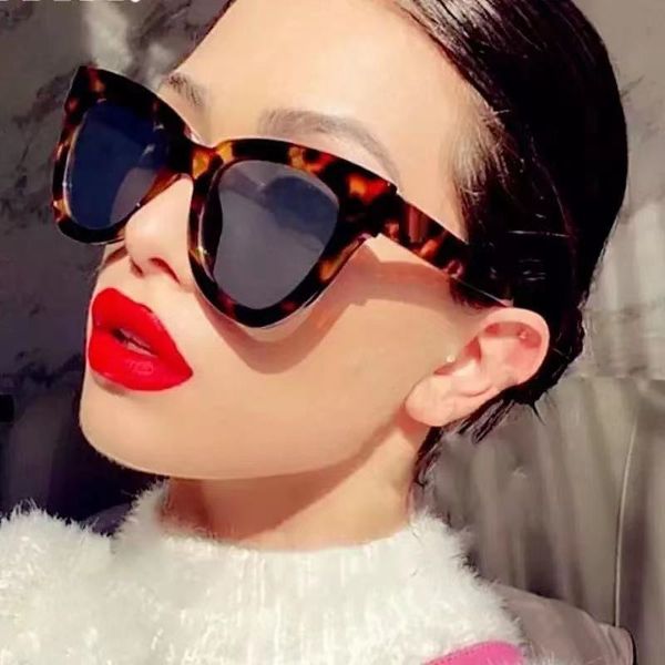 

cute ladies cat eye sunglasses women vintage brand black sun glasses for female leopard glasses, White;black