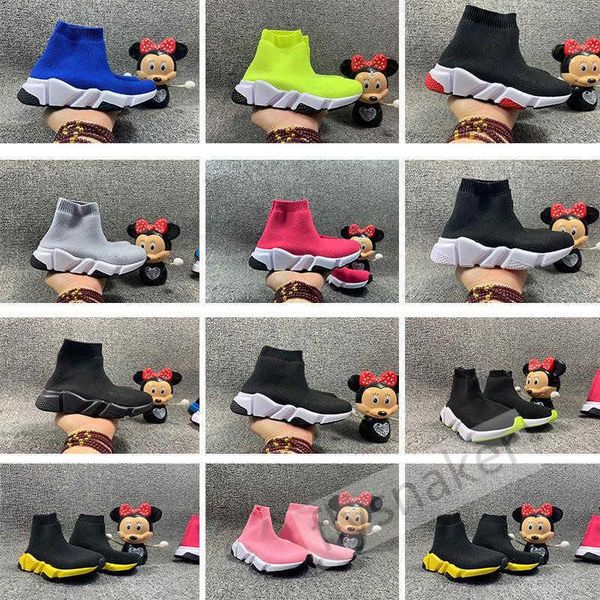 

with box designer balencaigaitys shoes infant kids knit speed sock runner children running shoes black trainers wine red sneaker baby g nkex