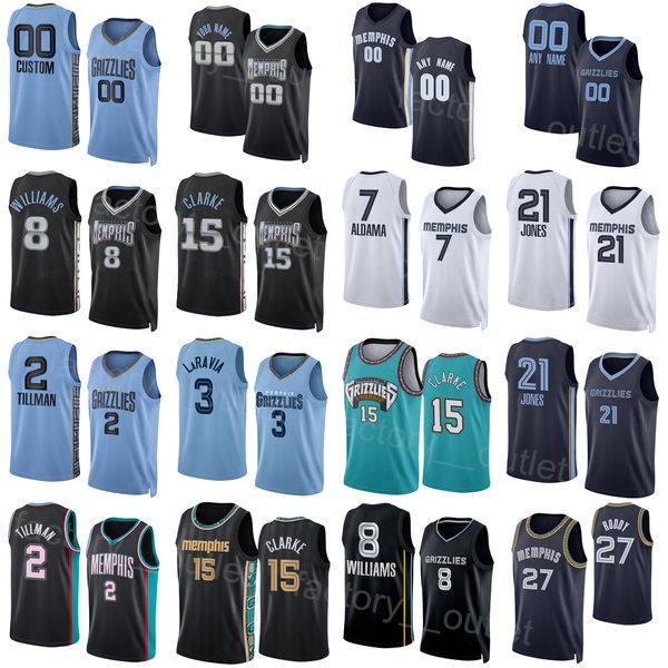 

screen print men kids basketball jake laravia jersey 3 david roddy 27 santi aldama 7 brandon clarke 15 tyus jones 21 ziaire williams 8, Black;red