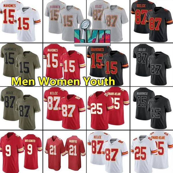 

15 patrick mahomes football jersey isiah pacheco travis kelce juju smith-schuster l'jarius sneed kansases city nick bolton chiefes chri, Black;red
