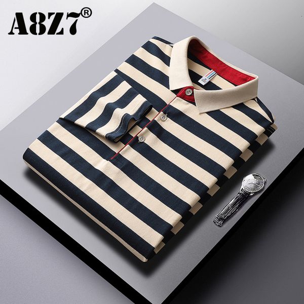 

men's polos men autumn winter classic striped polo mens cotton long-sleeved embroidered business casual spring polo shirt male drop, White;black