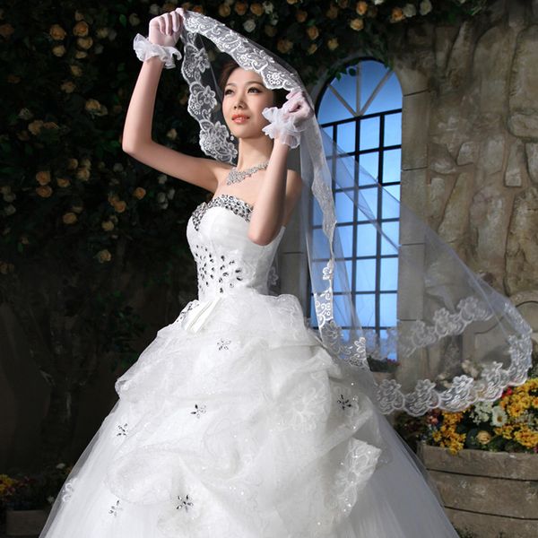 

wedding accessories bridal veils short white ivory one layer bridal veil appliques lace edge no comb veils, Black