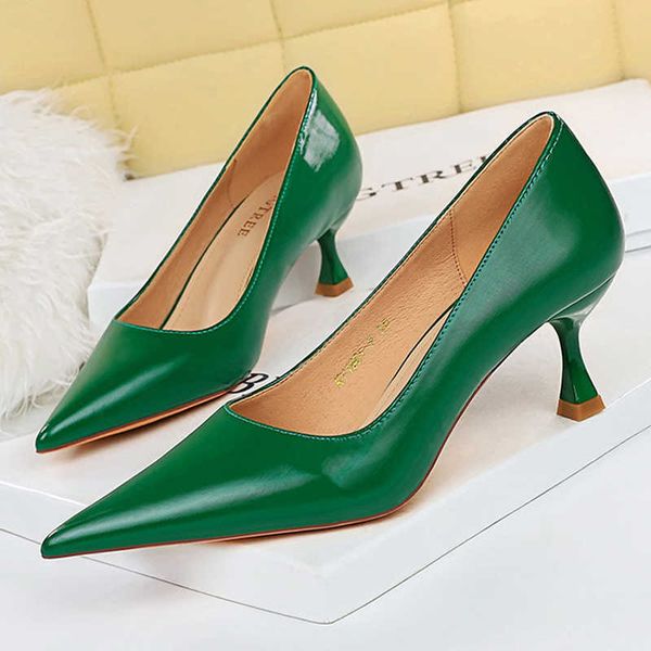 

dress shoes bigtree shoes fashion kitten high-heeled shoes women pumps pu leather shoes high heels occupation ol office shoes plus size 43 g, Black