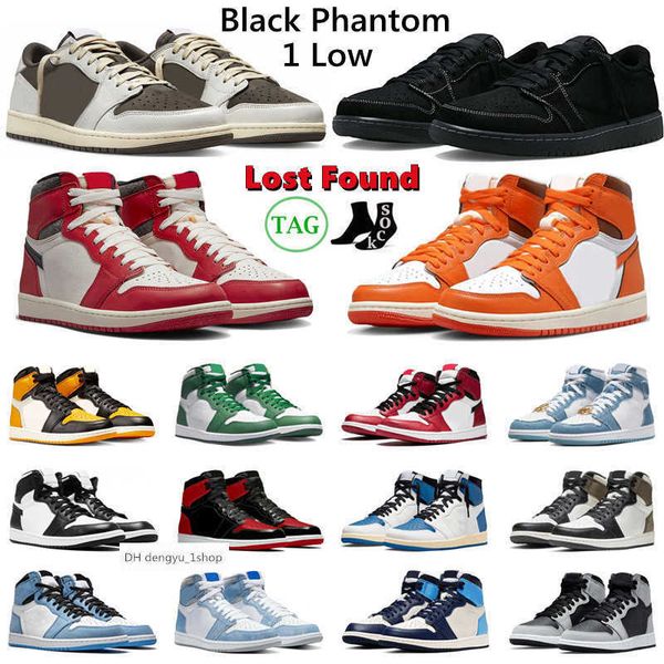 

og 1 basketball shoes men women black phantom 1s low reverse mocha lost found true blue taxi starfish mens trainer s air og shoe
