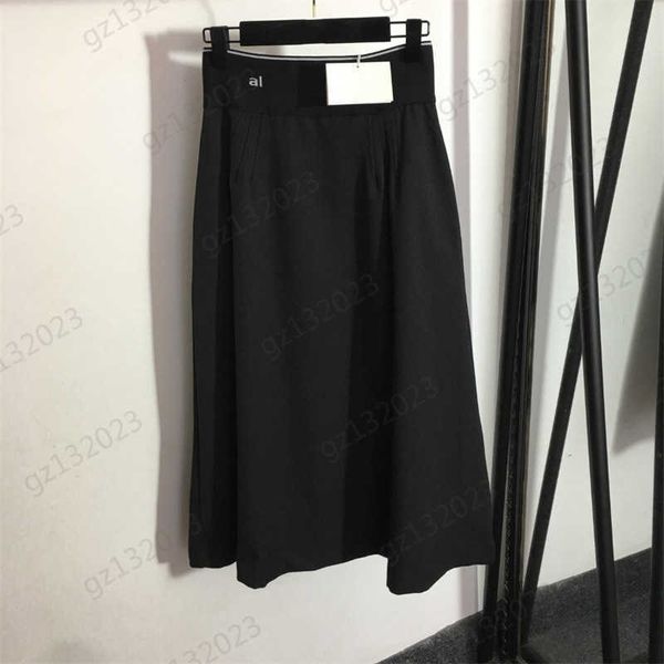 

designer womens skirts splicing letter webbing high waist slim skirt cotton fabric back zipper design joker 2 colors skirts for women midi l, Black