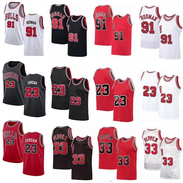 

retro bull mitchell & ness 23 michael basketball jerseys chi dennis 91 rodman scottie 33 pippen shirt red vintage jersey men, Black;red
