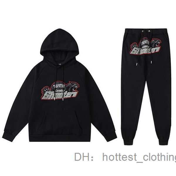 

men's tracksuits men clothing tracksuit set trap star shooter sportswear hoodie trousers 2 piece suit fashion hip hop streetwear brand, Black