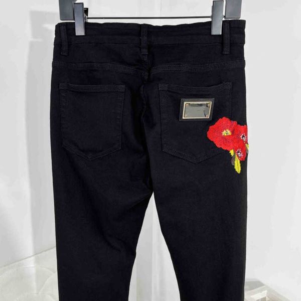 

high version men jeans designer pants mes denim pants hip hop flowers embroidery trousers casual pants casual jeans, Blue