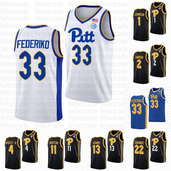 

33 fede federiko 2022 -23 college basketball jersey custom pittsburgh panthers pitt basketball jerseys 2 femi odukale 11 jamarius burton 15, Black;red