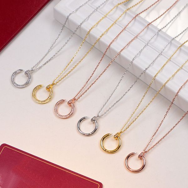 

full cz diamonds nail pendant necklaces fashion designer stainless steel necklace valentine's day gifts, Silver