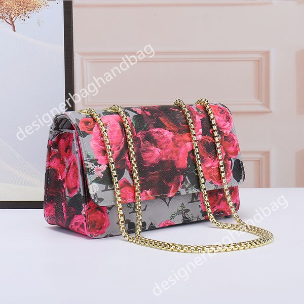 

classic style women gold chain flower shoulder bag flap bags fashion luxurys designers cross body bags lady totes handbags purse wallet 21cm