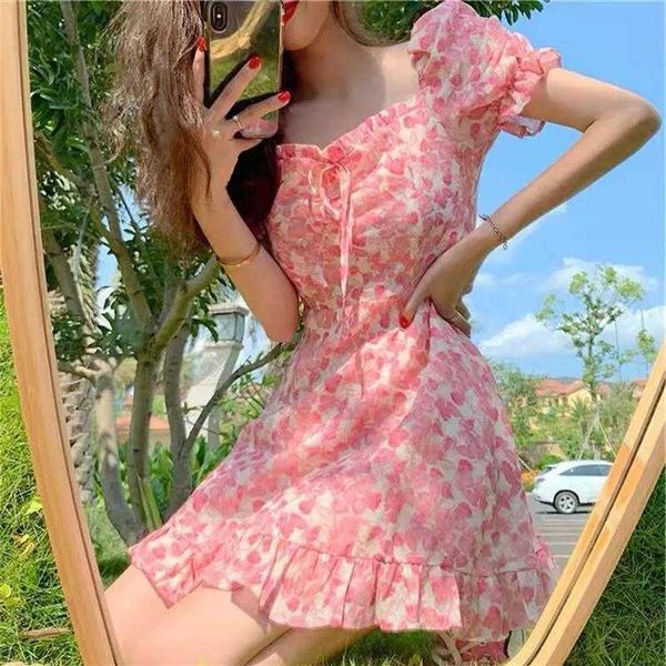 

floral first love hepburn style salty sweet dress summer womens white, Black;gray