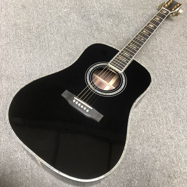 

custom guitar, solid spruce ebony fingerboard, rosewood back on both sides, real abalone shell binding, 41-inch high-quality 45 series acou