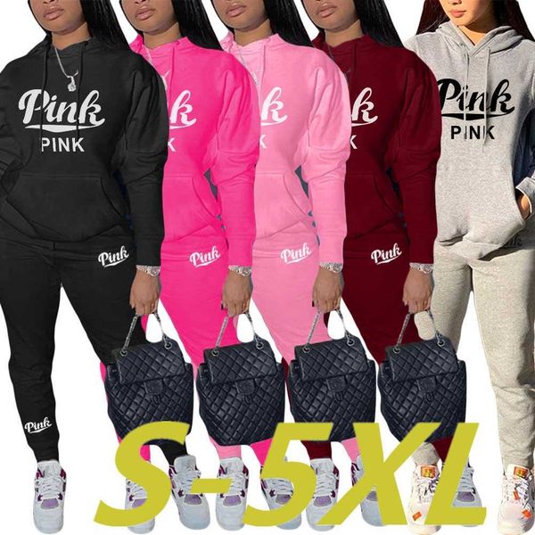 

plus sizes s-5xl women tracksuits two pieces set designer large fat personalized casual printing hooded sweater pants ladies sportwear 8 col, Gray