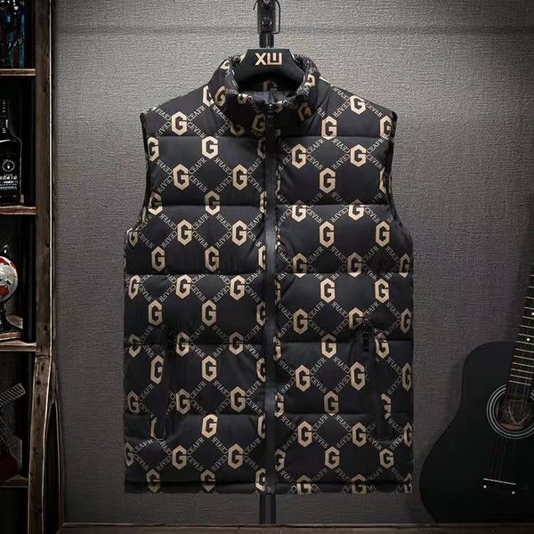 

2023 vests mens and women's no hat sleeveless jacket cotton-padded autumn winter casual coats male waistcoat bodywarmer down vest s-4xl, Black;white