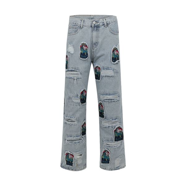

men's plus size pants streetwear casual baggy denim trousers oversize cargo, Black;brown