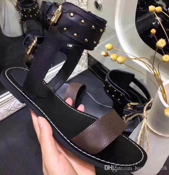 

2023 new fashion passenger horizon womens luxury designer silhouette dress sandals triple black brown leather ladies summer flat casual slip