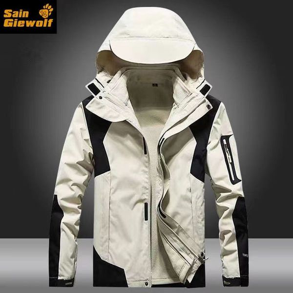

men's jackets men and women's three-in-one detachable two-piece wind-proof waterproof thickened mountaineering clothes autumn and, Black;brown