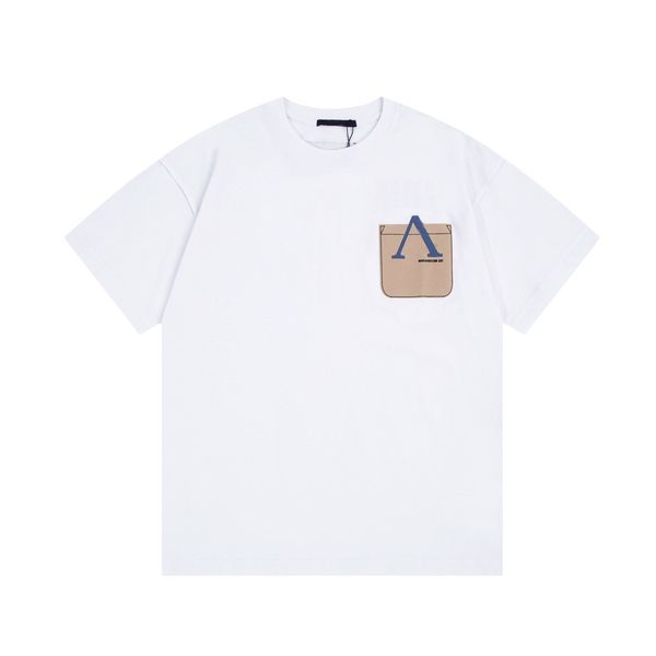 

spring and summer new short sleeve t-shirt pocket letter printing refined upgrade fashion personality super versatile fit for men and women, White;black