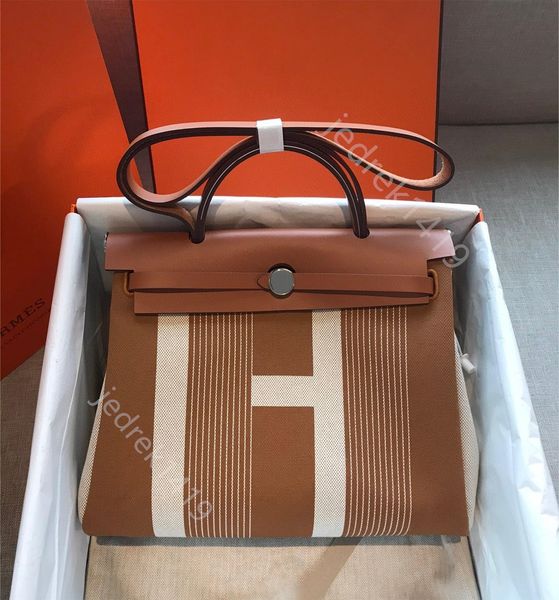 

fashion birkin h tote bag waterproof canvas designer latch cross body bag internal suture handbag lady soft cowhide shoulder bag large capac