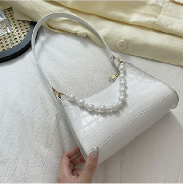

armpit bag women retro handbag pu leather underarm shoulder bag fashion pearl handle bag female small subaxillary bag clutch c06