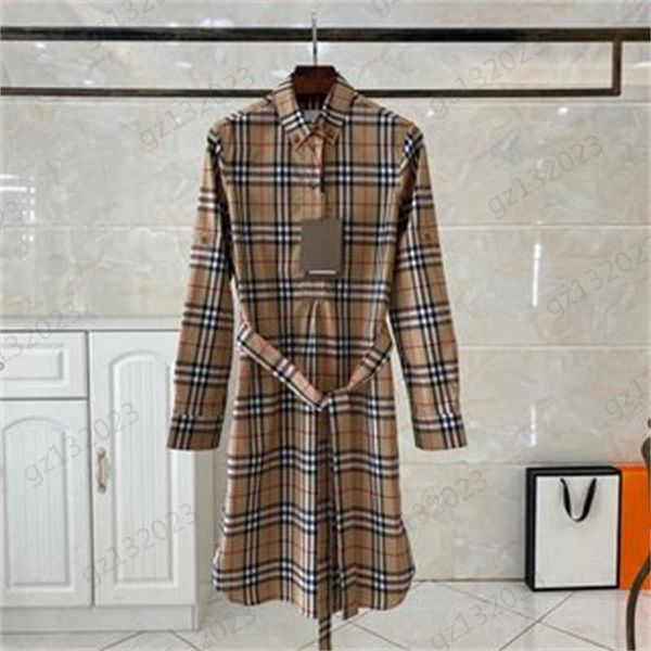 

luxury dress contrasting color checked print lapel pullover shirt dress belt cuff design fashion convenient long sleeves maxiskit women clot, Black;gray