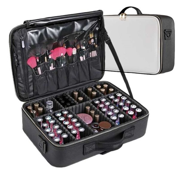 

cosmetic bags cases women professional suitcase makeup box make up cosmetic bag organizer storage case zipper big large toiletry wash beauty