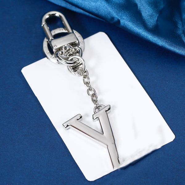 

fashion keychain key buckle letters design handmade stainless steel keychains men women bag pendants no box, Silver