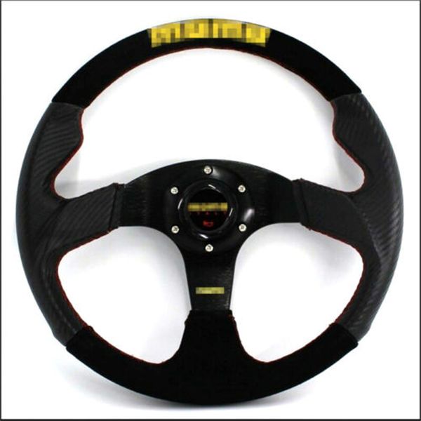 

car steering wheel 14 inch carbon fiber pvc suede leather 350 mm racing steering
