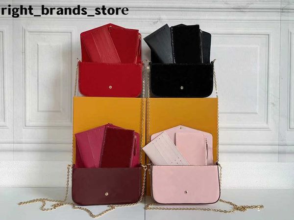 

qwertyui45 new fashion new women handbag shoulder bag with box patent leather purses messenger bags female classic wallet 021123h