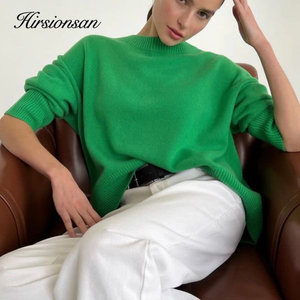 

women's sweaters hirsionsan oversized cashmere autumn winter sweater women fashion basic knitted pullover chic soft loose casual female, White;black